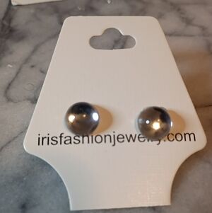 Iris Shiny Silver Ball Earrings